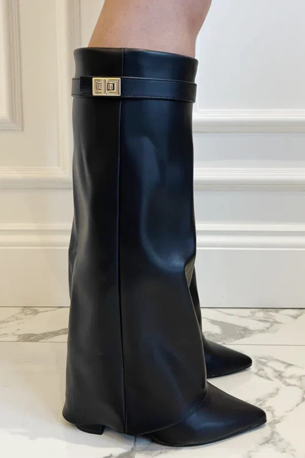 Velorna – Botas de tacón grueso para mujer con hebilla