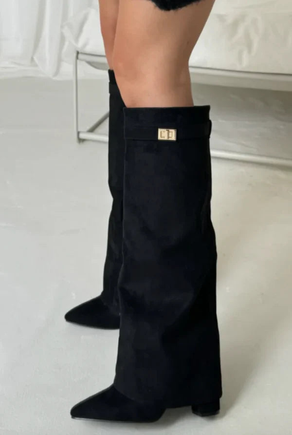 Velorna – Botas de tacón grueso para mujer con hebilla
