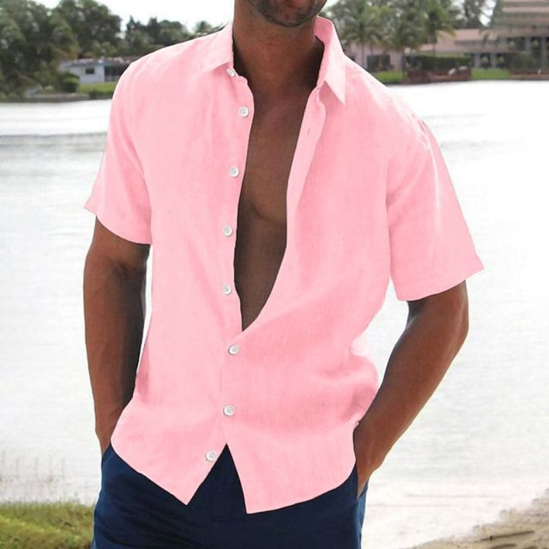 Larvane - Chemise homme en lin à manches courtes