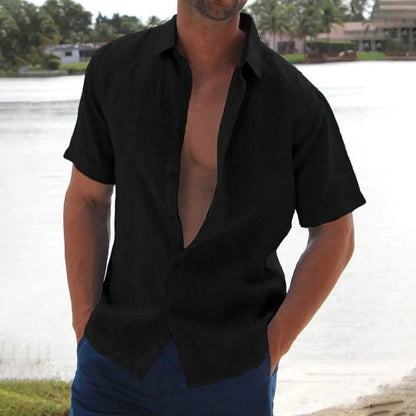 Larvane - Chemise homme en lin à manches courtes