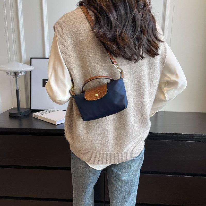 Women Mini Crossbody Bag Top Handle Contrasting Flap