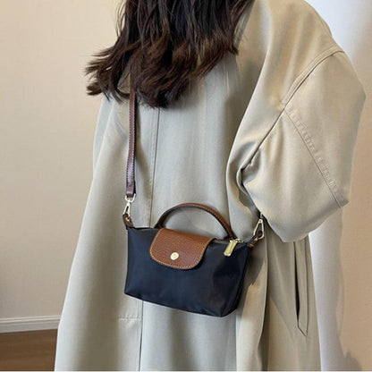 Women Mini Crossbody Bag Top Handle Contrasting Flap - Image 2