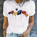 Marisa - T-shirt d'été à manches courtes fleuri pour femme