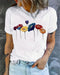 Marisa - T-shirt estiva da donna a maniche corte con motivo floreale