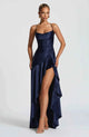 Women Satin Maxi Dress Spaghetti Strap Slit