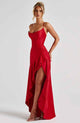 Women Satin Maxi Dress Spaghetti Strap Slit - Image 3