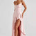 Women Satin Maxi Dress Spaghetti Strap Slit - Image 4