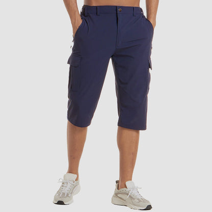 Stephen – Short cargo pour homme à poches, longueur genou