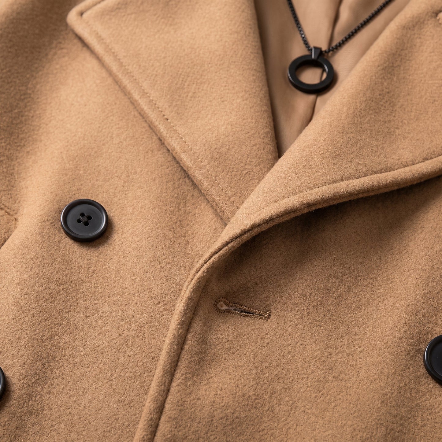 Men's Cropped Double-Breasted Trench Coat Wide Lapels - Image 3