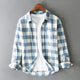 Men's Long Sleeve Plaid Button Up Shirt Spread Collar