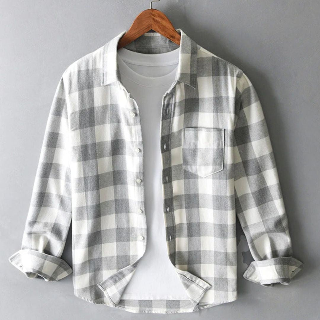 Men's Long Sleeve Plaid Button Up Shirt Spread Collar - Image 4