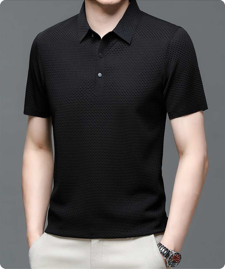 Sevren – Polo texturé à manches courtes pour homme