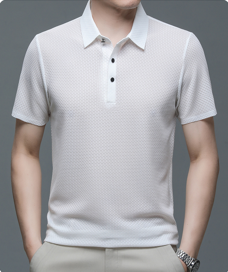 Sevren – Polo texturé à manches courtes pour homme
