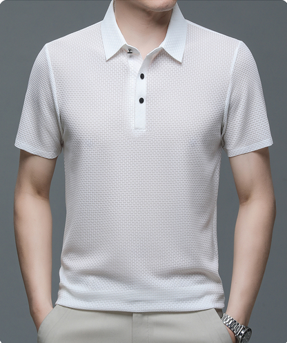Sevren – Polo texturé à manches courtes pour homme