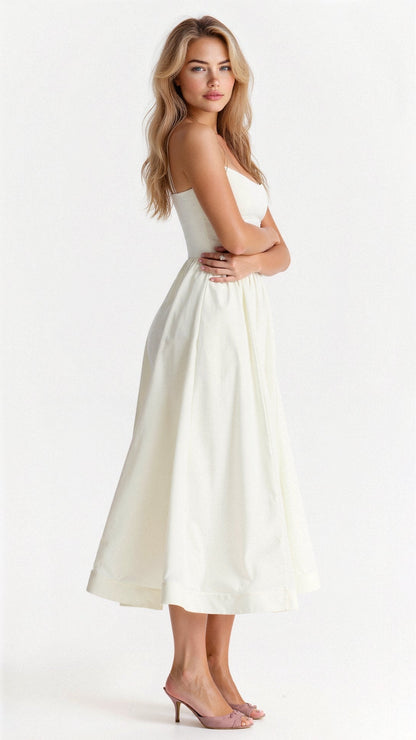 Women Spaghetti Strap A-Line Midi Dress - Image 6