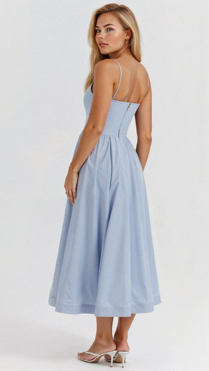Women Spaghetti Strap A-Line Midi Dress - Image 7