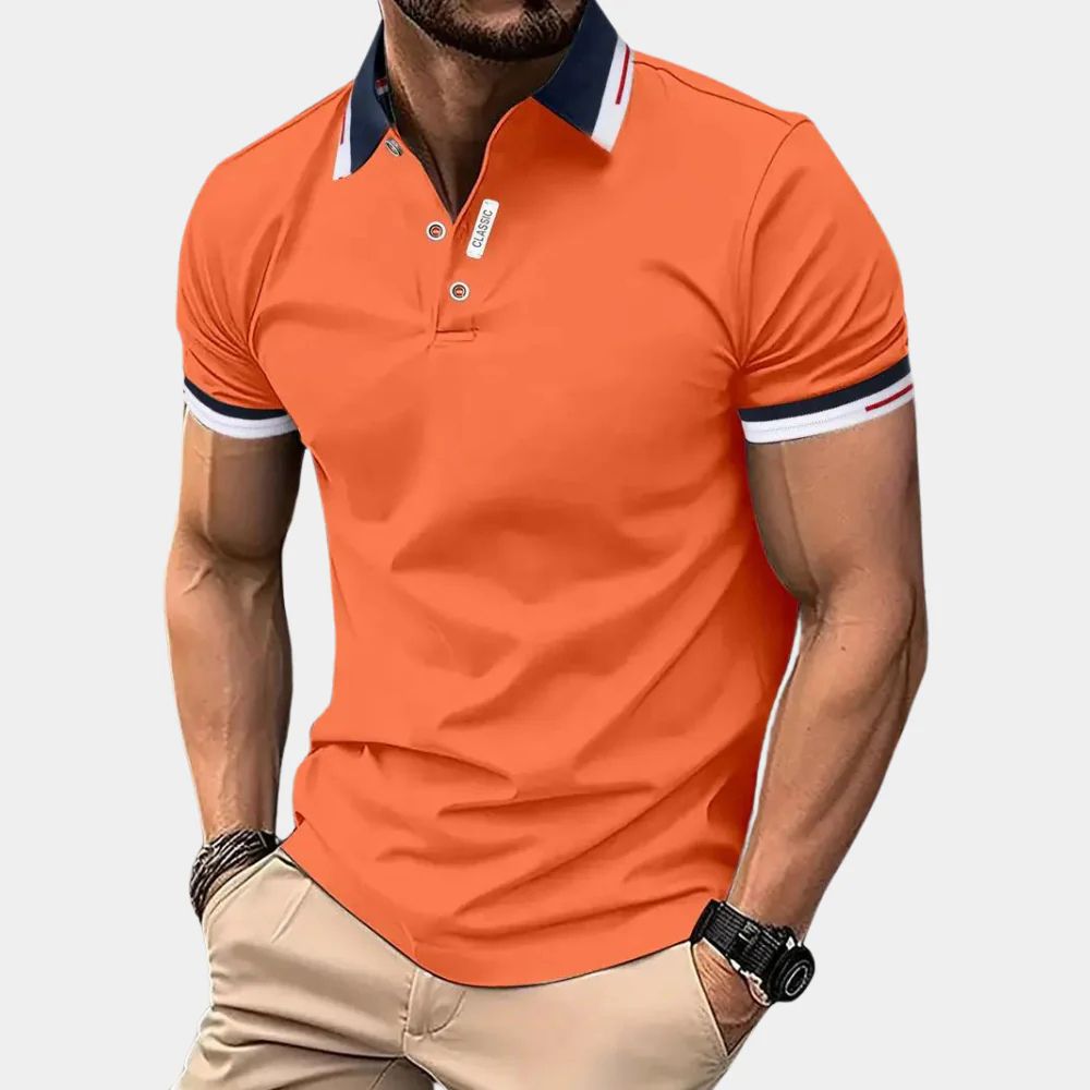 Men's Orange Lightweight Polo Shirt Short Sleeve