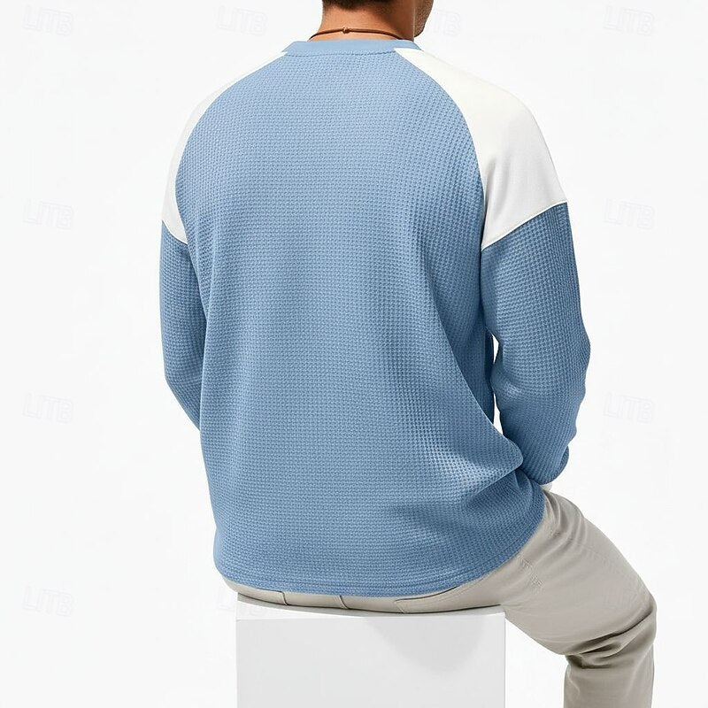 Ashton | Textured Long-Sleeve Henley Shirt - Image 3