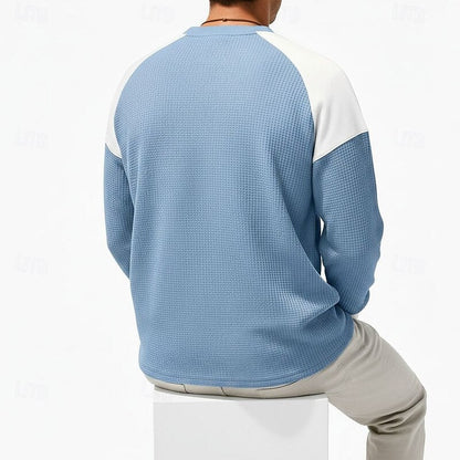 Ashton | Textured Long-Sleeve Henley Shirt - Image 3