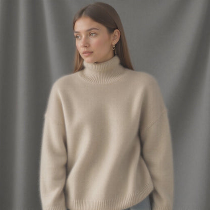 Olivia – Pull col roulé oversize en cachemire pour femmes