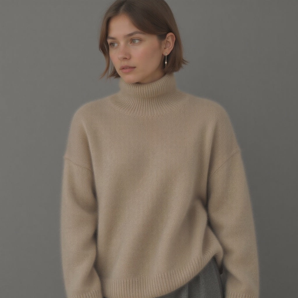 Olivia – Pull col roulé oversize en cachemire pour femmes
