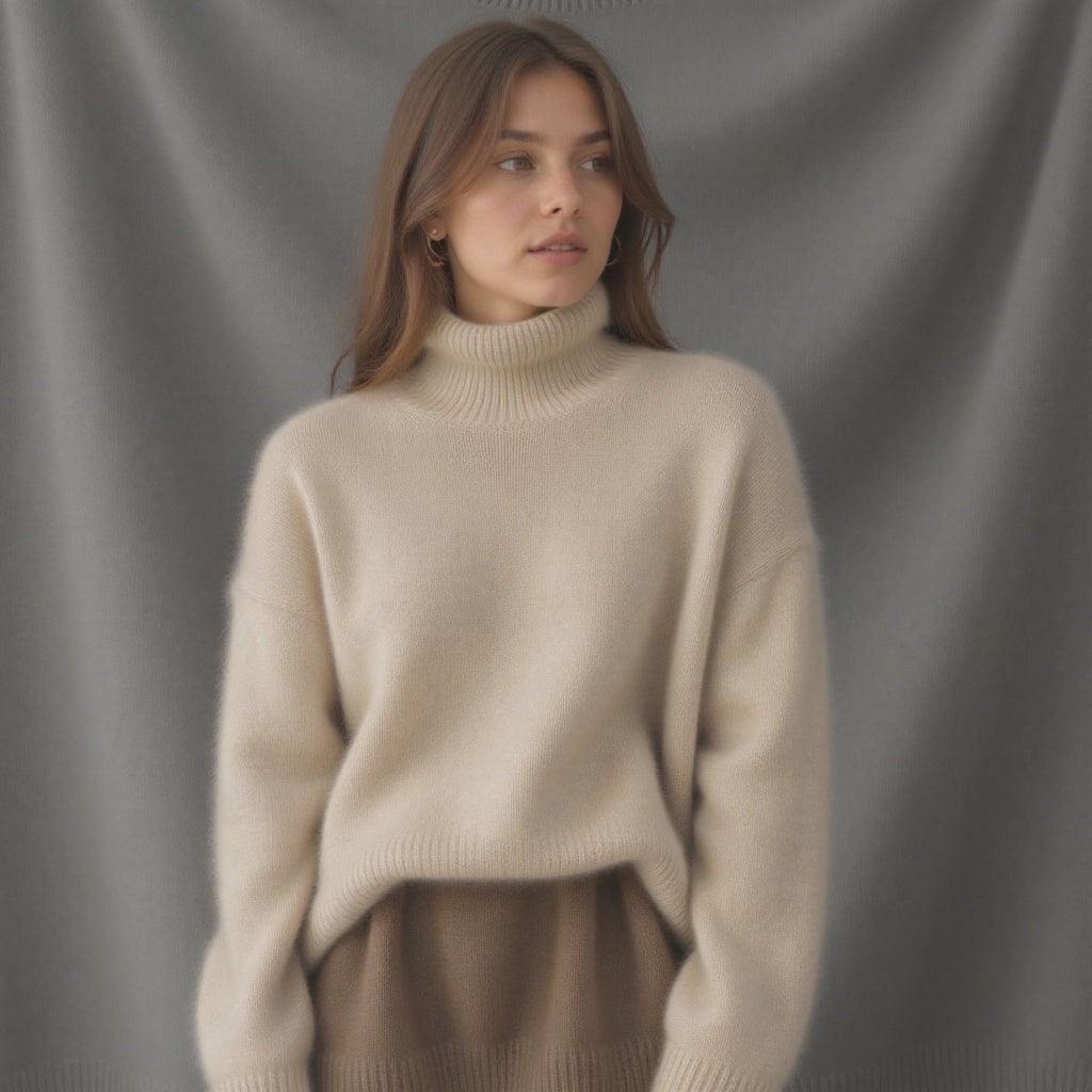 Olivia – Pull col roulé oversize en cachemire pour femmes