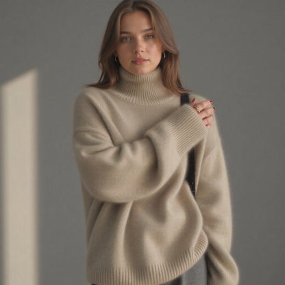 Olivia – Pull col roulé oversize en cachemire pour femmes