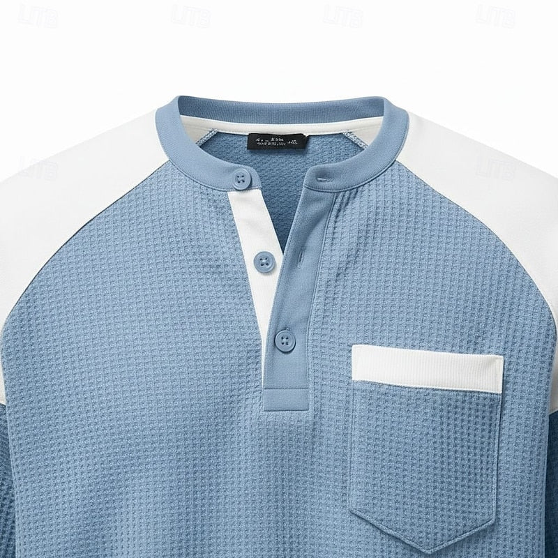 Ashton | Textured Long-Sleeve Henley Shirt - Image 5