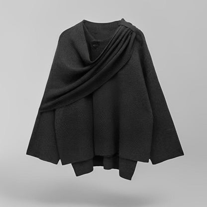 Clara – Poncho asimetric din lână pentru femei