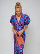 Evara - Pleated Sleeve Colourful Dress