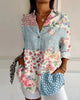 Solmira - Womens Printed Long Sleeve Button Blouse