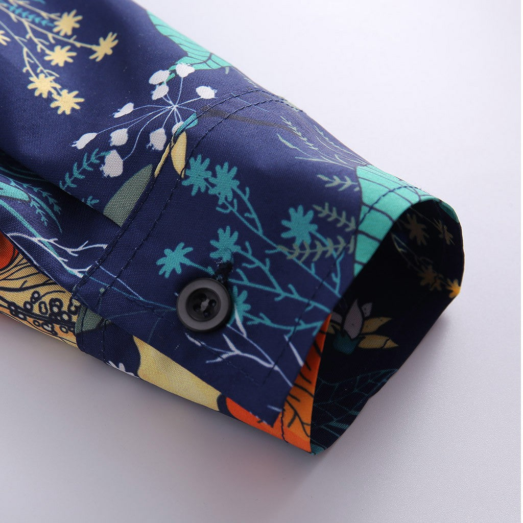 Kaelano - Chemise hawaïenne à manches longues pour homme à motif floral