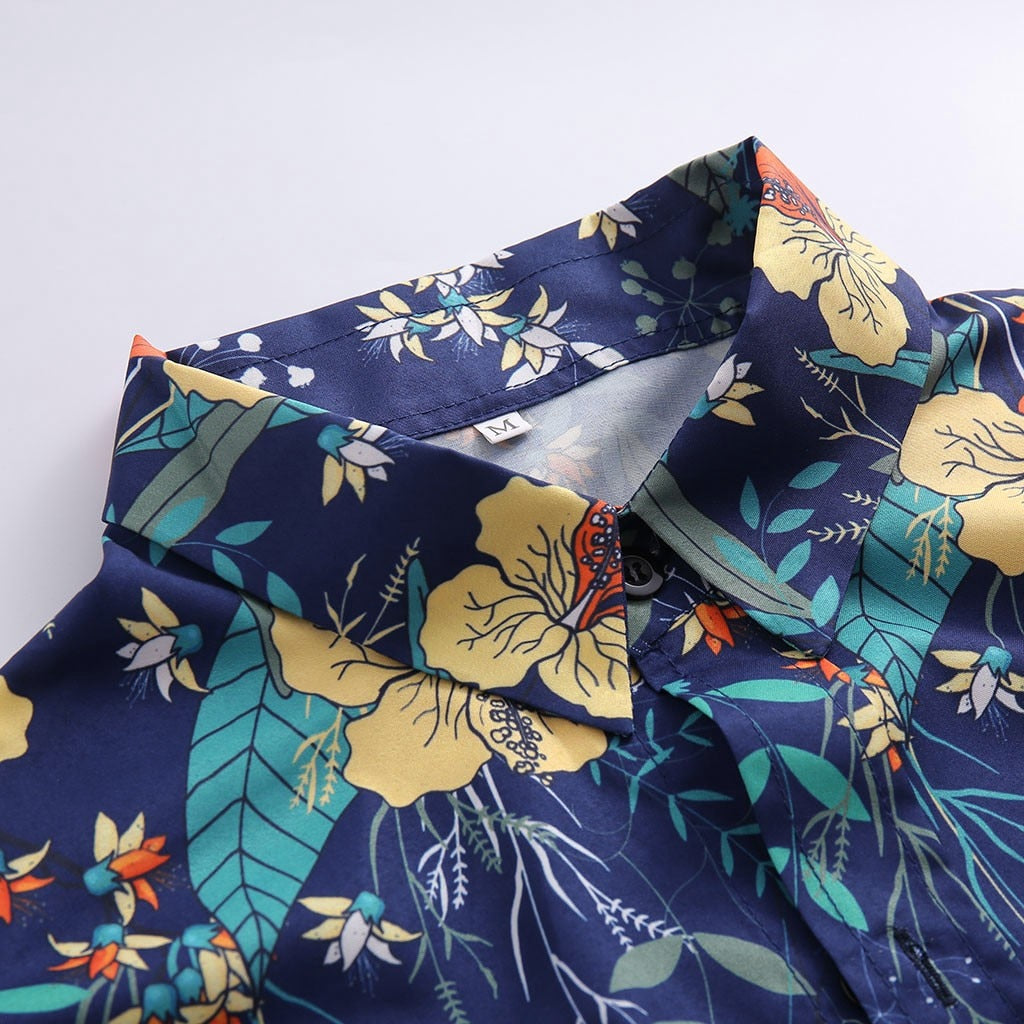 Kaelano - Chemise hawaïenne à manches longues pour homme à motif floral
