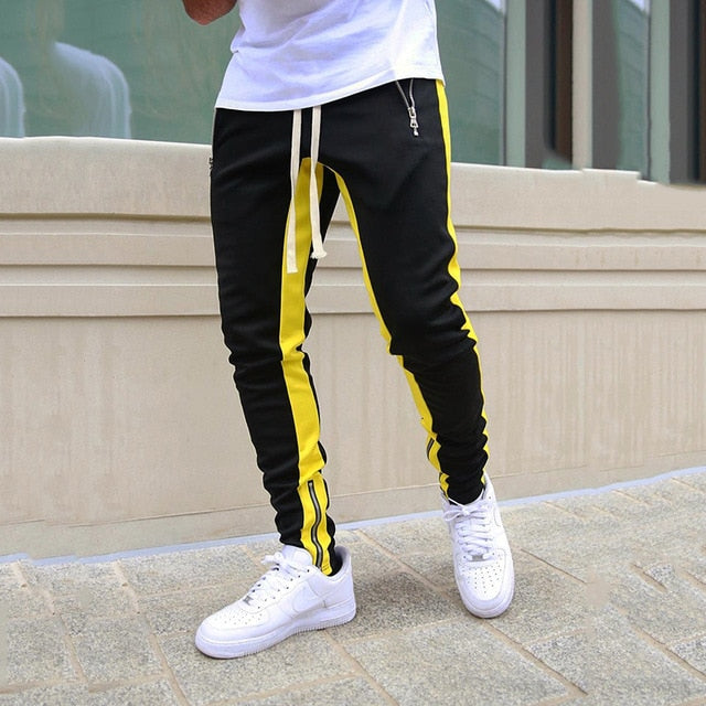 Zaviero - Pantalon de jogging homme à rayures contrastées