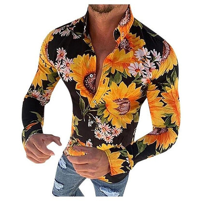 Kaelano - Chemise hawaïenne à manches longues pour homme à motif floral