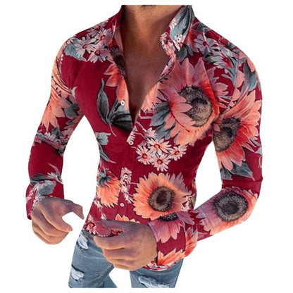 Kaelano - Chemise hawaïenne à manches longues pour homme à motif floral