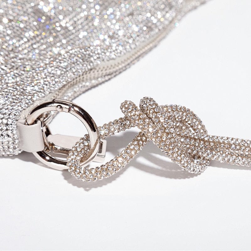 Women Rhinestone Evening Bag Knotted Strap Sparkly Clutch - Image 4