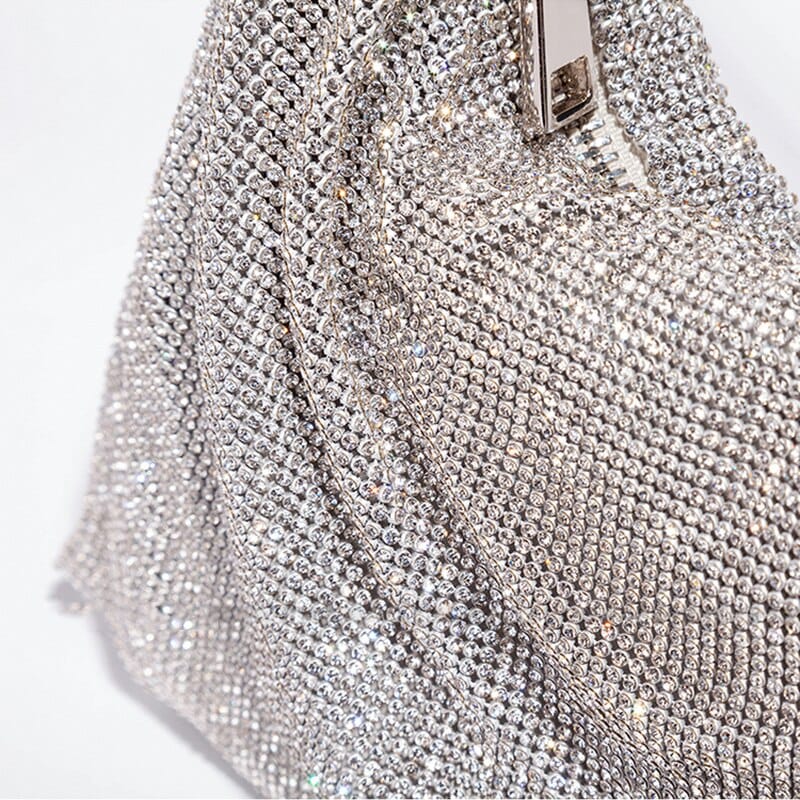 Women Rhinestone Evening Bag Knotted Strap Sparkly Clutch - Image 13