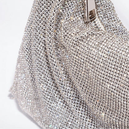 Women Rhinestone Evening Bag Knotted Strap Sparkly Clutch - Image 13