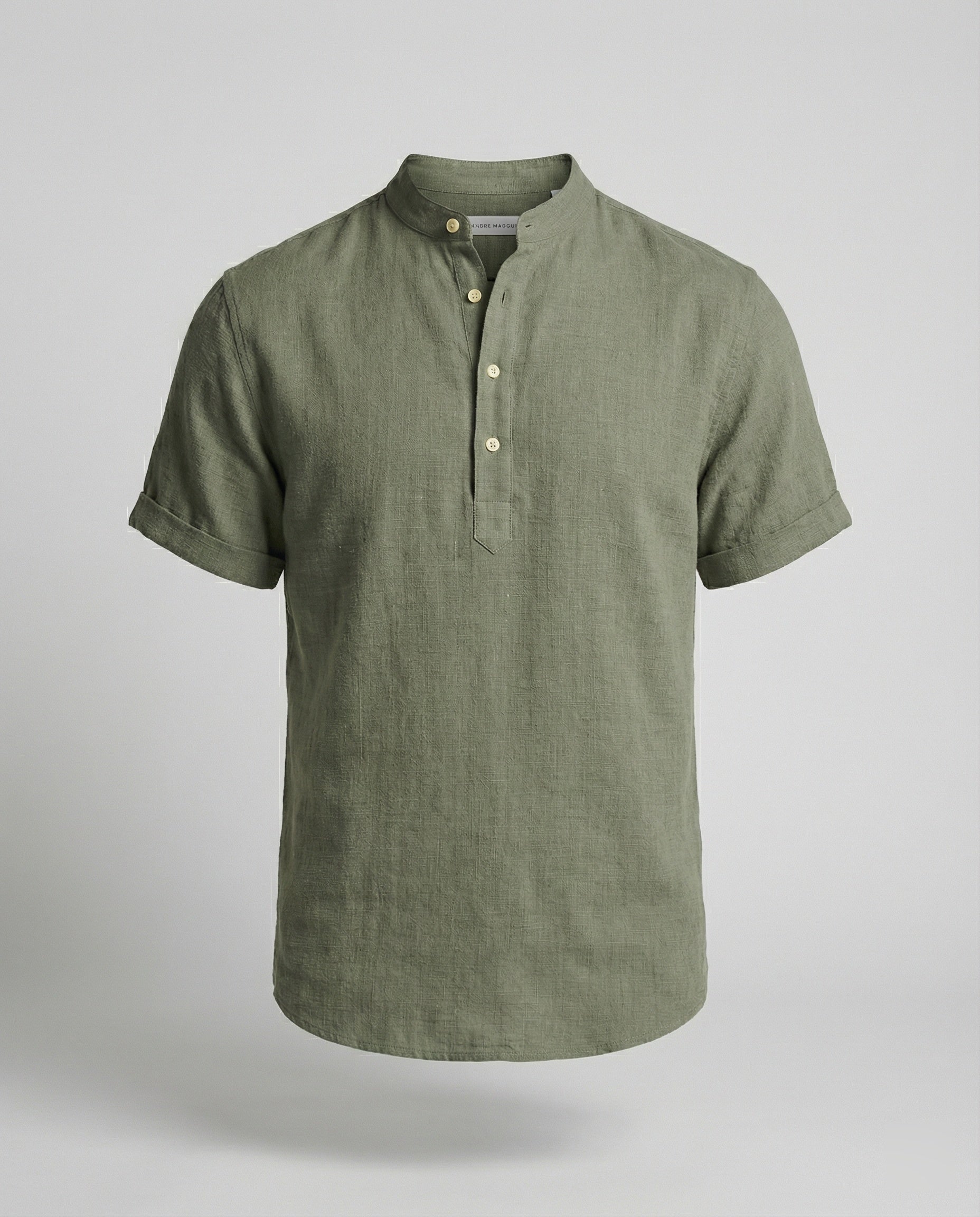 Men's Linen Short Sleeve Mandarin Collar Shirt - Image 5