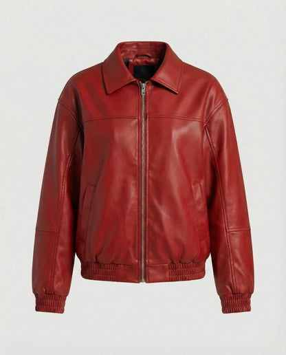 Serenna - Chaqueta casual de cuero para mujer con tachuelas