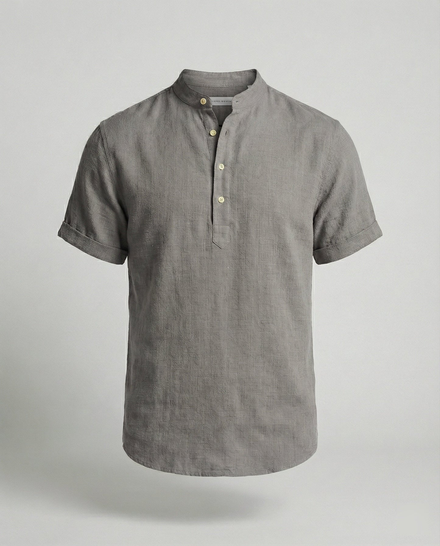 Men's Linen Short Sleeve Mandarin Collar Shirt - Image 12