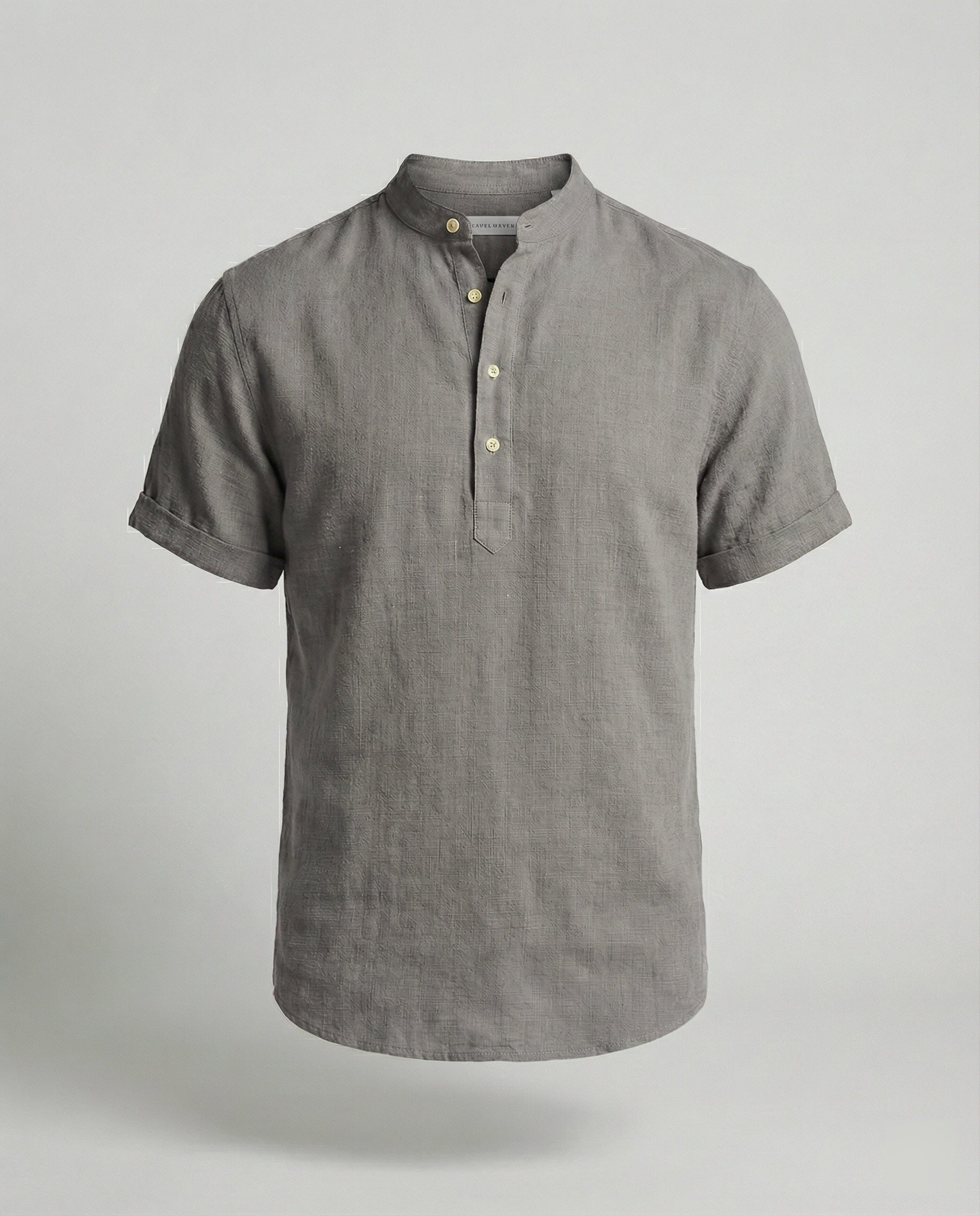 Men's Linen Short Sleeve Mandarin Collar Shirt - Image 12