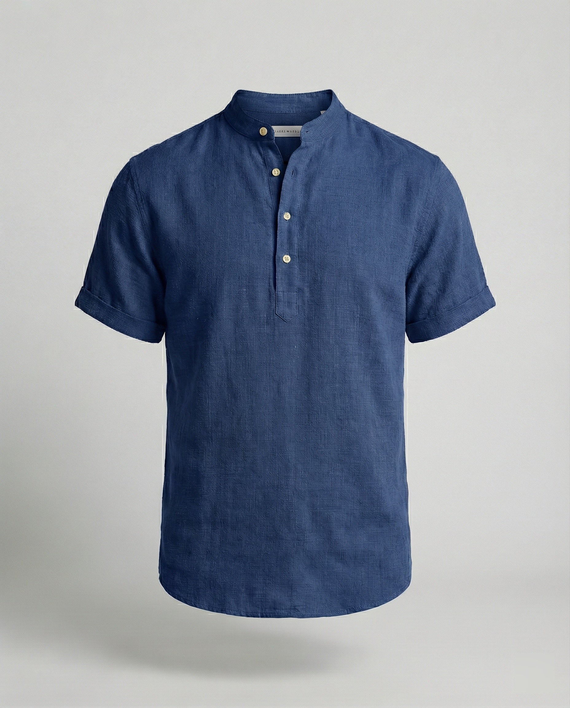 Men's Linen Short Sleeve Mandarin Collar Shirt - Image 10
