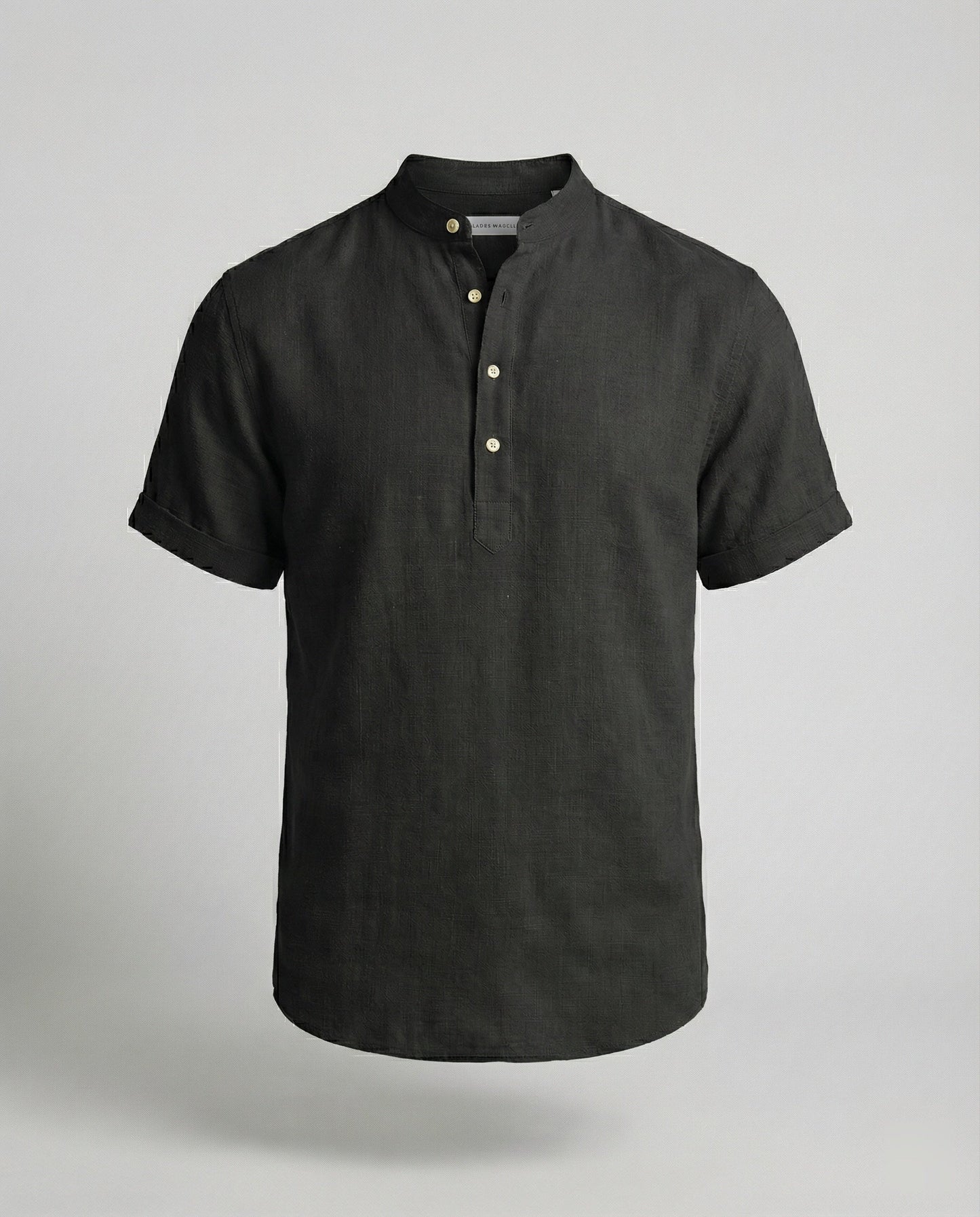 Men's Linen Short Sleeve Mandarin Collar Shirt - Image 9