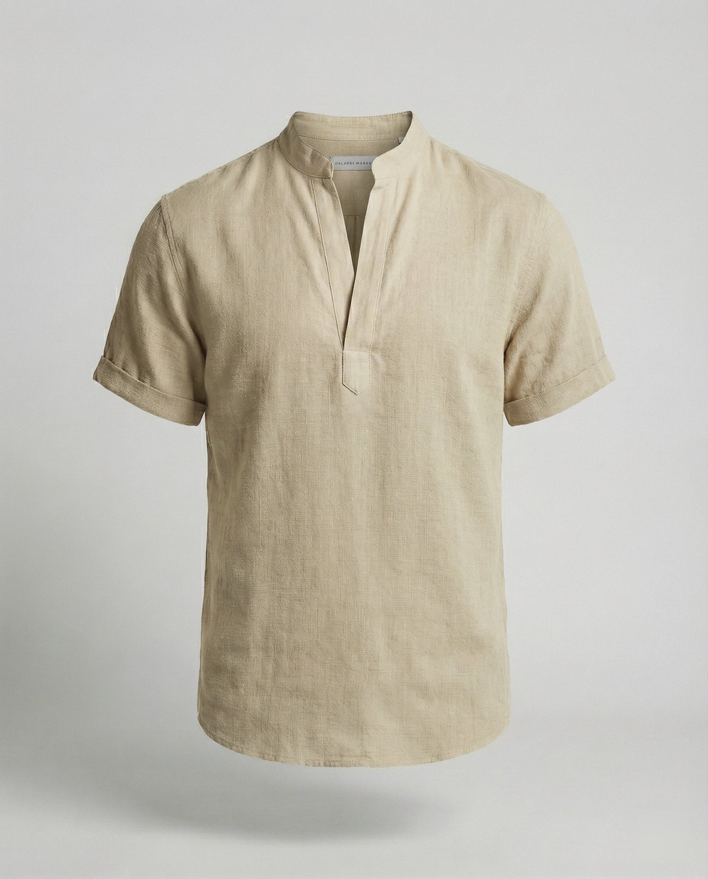 Men's Linen Short Sleeve Mandarin Collar Shirt - Image 11