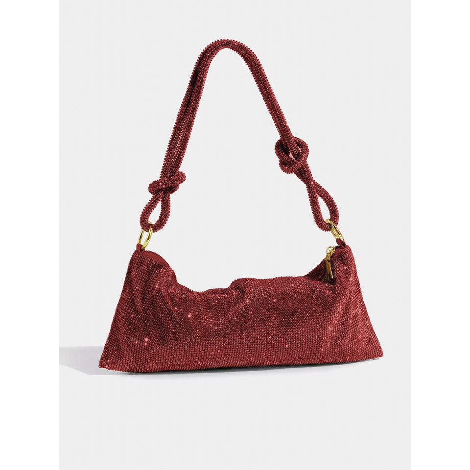 Women Rhinestone Evening Bag Knotted Strap Sparkly Clutch - Image 12
