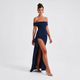 Élodira – Robe longue épaules dénudées avec fente