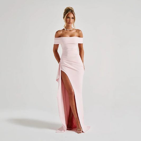 Élodira – Robe longue épaules dénudées avec fente