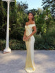 Satelisse – Yellow Satin Evening Maxi Dress